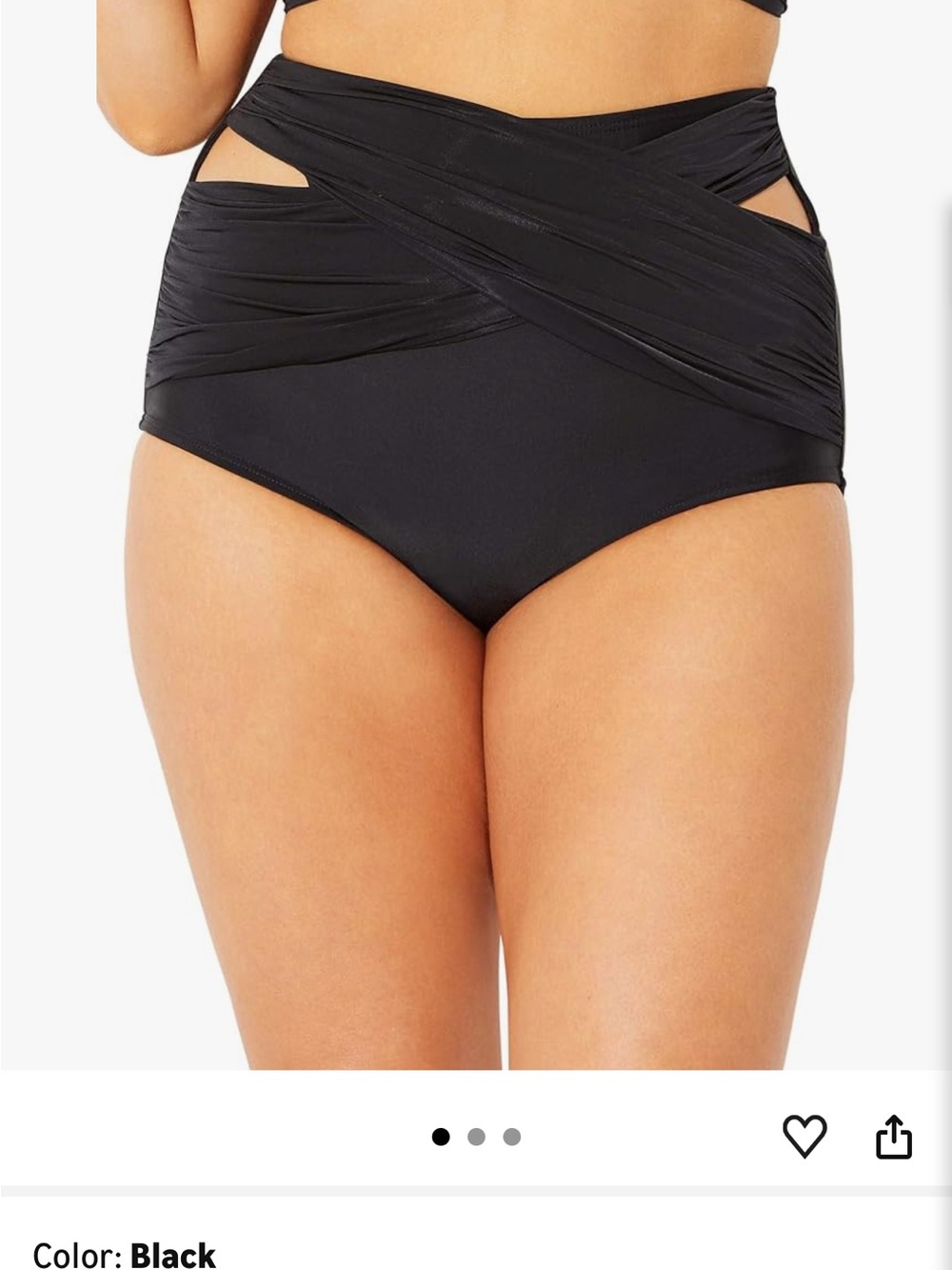 Swimsuits For All Black High-Rise Wrap Detail Bikini Bottom